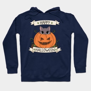 Cute Cat in Pumpkin - Halloween Hoodie